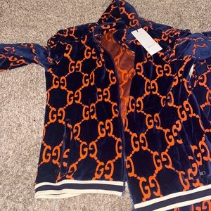 Men’s Gucci track suit navy blue and orange size XL